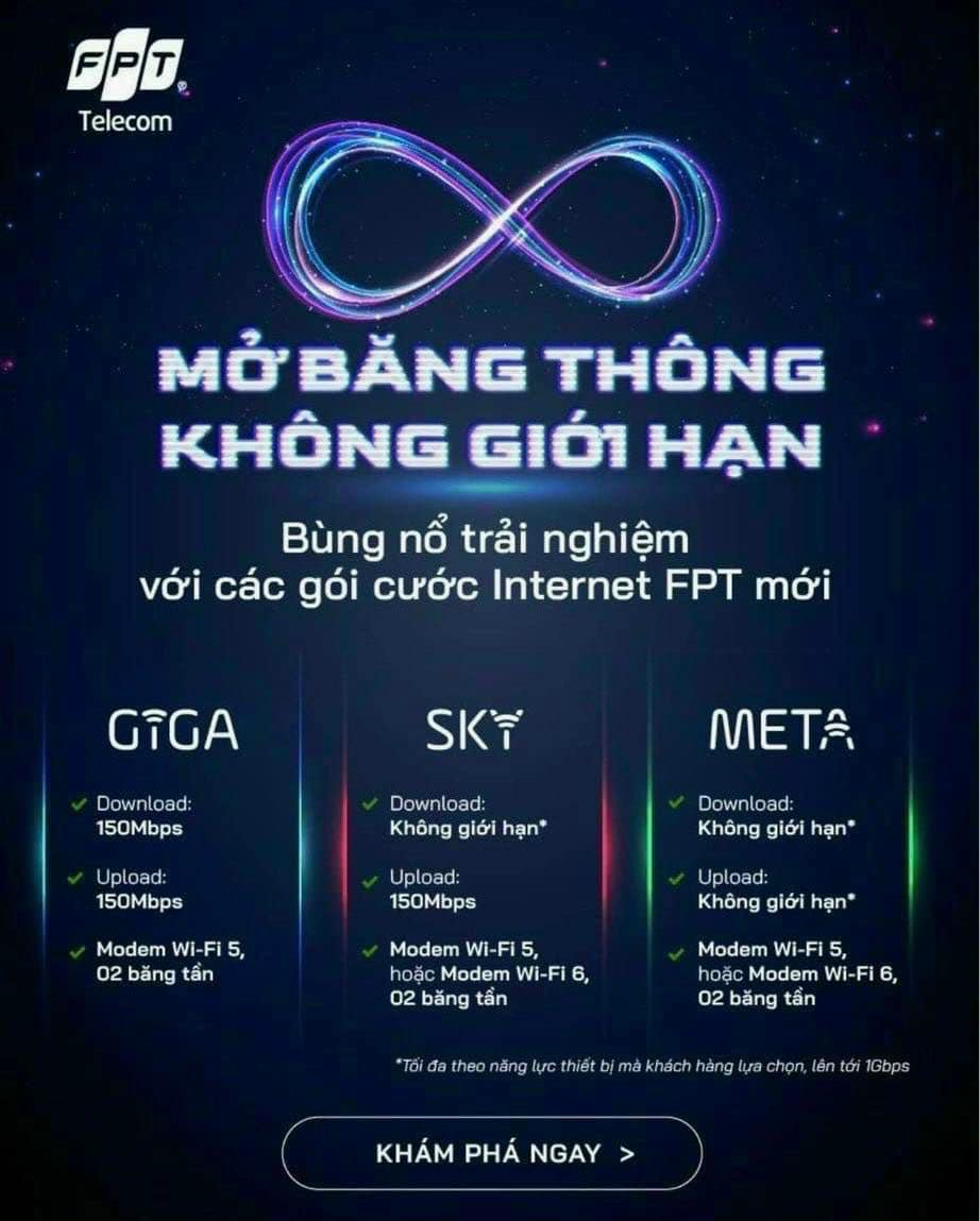 Gói cước lắp đặt internet FPT Ninh Bình cho cá nhân, hộ gia đình